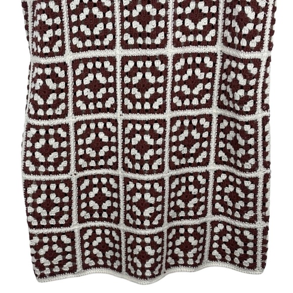 MARINE LAYER CELESTE HANDMADE CROCHET GRANNY SQUARE RETRO 70S UNLINED MINI DRESS - Picture 7 of 15